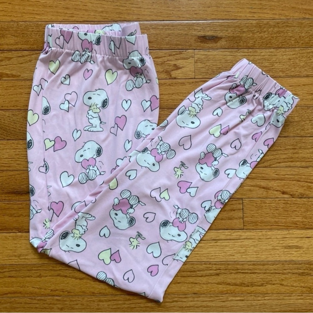 munki munki Womens Pajama Bottoms - Pink with Snoopy Print